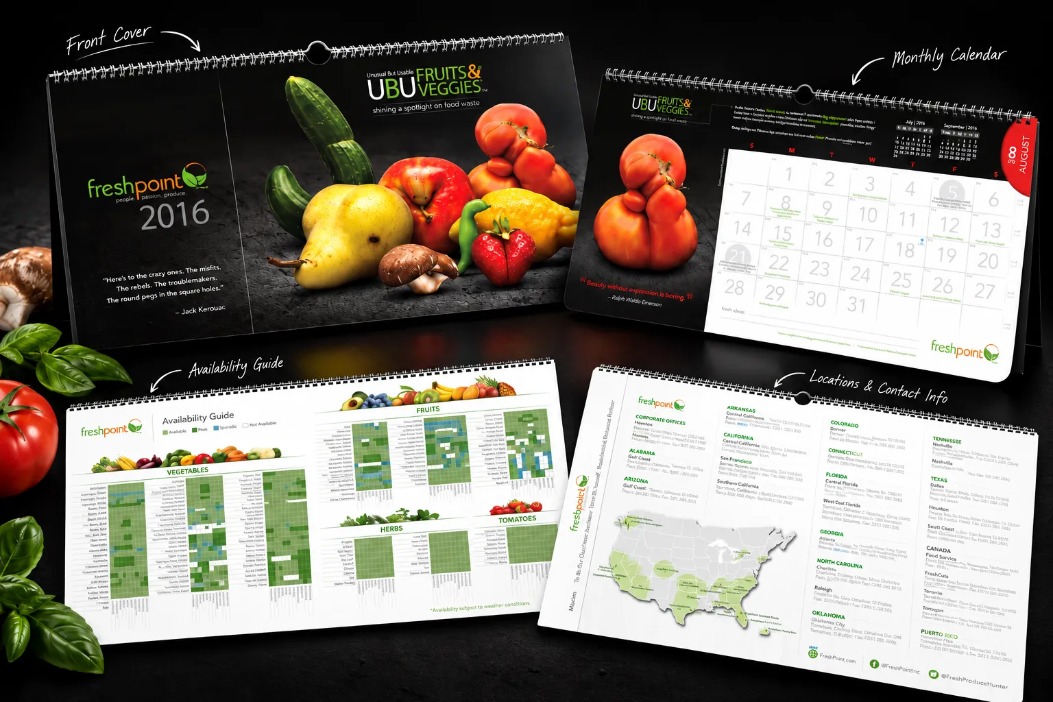 FreshPoint 2016 Unusual But Usable calendar with produce availability guide and location map