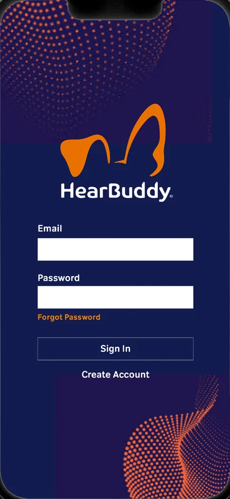 HearBuddy app sign-in screen