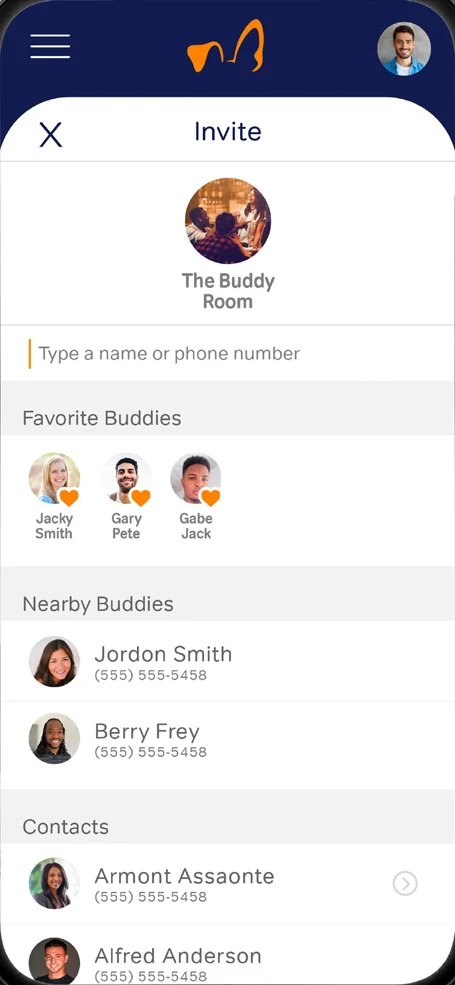 Invite buddies screen
